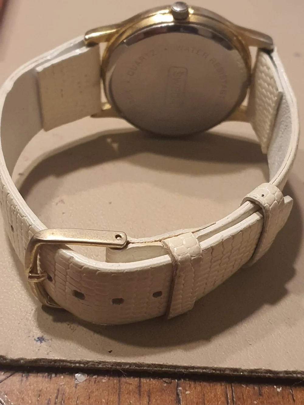 🦋10/$20🦋 ECM Goldtone/White Leather  Promo Women's Watch